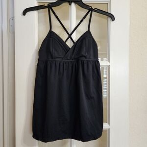 Lululemon Flow Y Babydoll Tank Top Black Size 8 | Crossback Built-In Bra